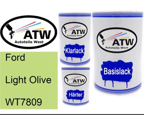 Ford, Light Olive, WT7809: 500ml Lackdose + 500ml Klarlack + 250ml Härter - Set, von ATW Autoteile West.